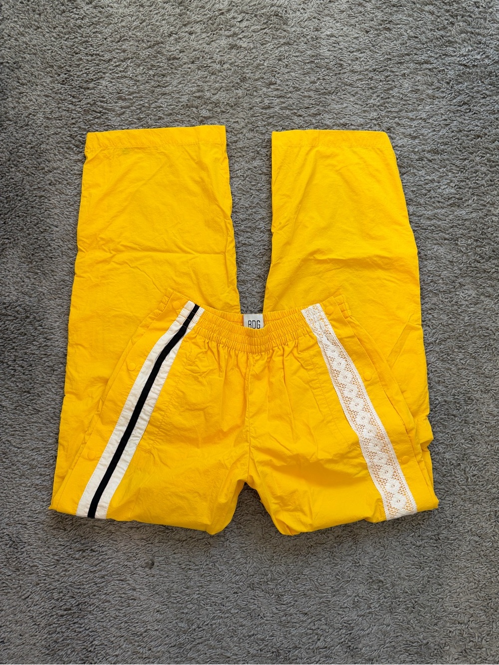 BDG Yellow Track Pants with Black & White Side Stripes